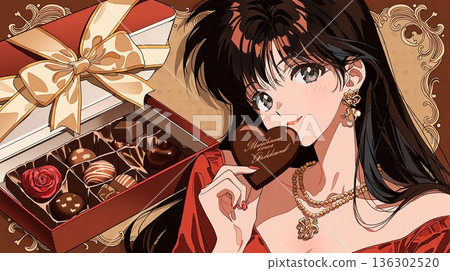 Showa Retro Girl and Chocolate 136302520