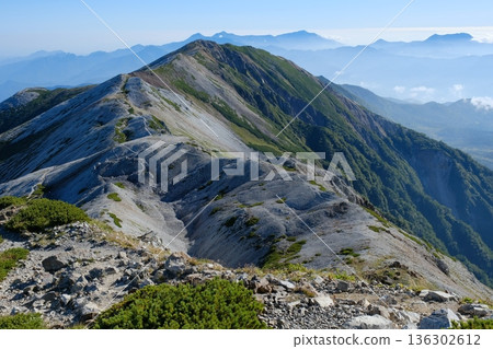 夏日山景,連綿不斷的山脊:藍天下綿延廣闊的山脊 夏日山景,連綿不斷的山脊:藍天下綿延廣闊的山脊 136302612