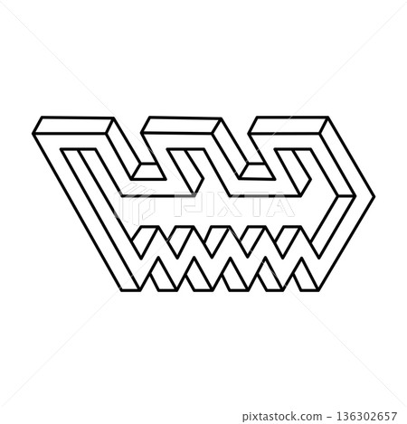 Vector 3D impossible shape, unreal object. Sacred geometry figure. Optical illusion. Vector 3D impossible shape, unreal object. Sacred geometry figure. Optical illusion. 136302657