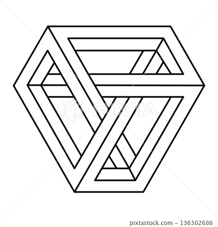 Optical illusion, geometric figure. Impossible shape. Op art. Optical illusion, geometric figure. Impossible shape. Op art. 136302686