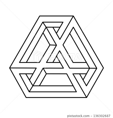 Geometric optical illusion shape for logo or identity. Vector element on a white background. Impossible geometry.  136302687
