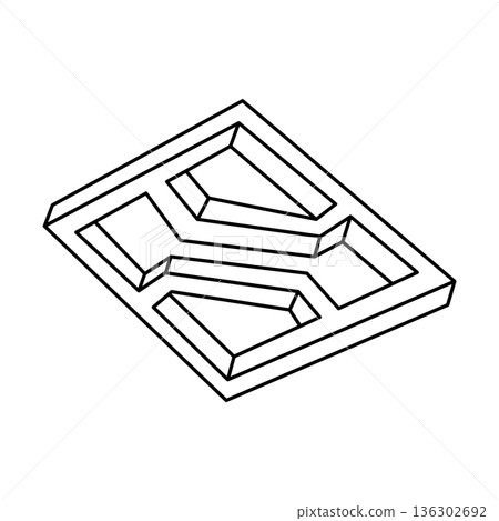 Impossible shape. Optical illusion object. Vector illustration isolated on white. Sacred geometry. Impossible shape. Optical illusion object. Vector illustration isolated on white. Sacred geometry. 136302692