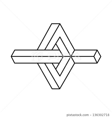 Impossible shape. Optical illusion object. 3d illustration. Optical art figure.  136302718