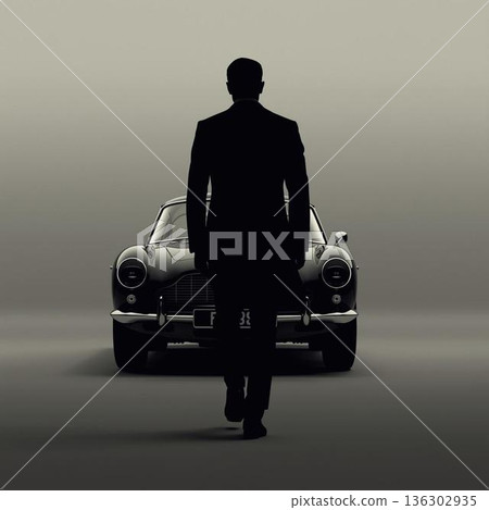 車內男子的輪廓 車內男子的輪廓 136302935