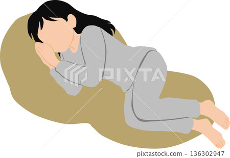 Illustration of a woman taking a nap Illustration of a woman taking a nap 136302947