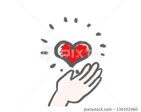 Illustration of a heart shining on the palm of your hand 136302960