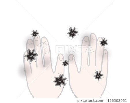 Illustration of hands covered in germs 136302961