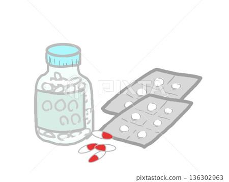 Illustration of many medicines Illustration of many medicines 136302963