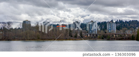 Cityscape of residential district on Pacific ocian bay waterfront 136303096