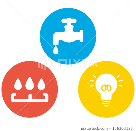 Electricity, water, and gas image icons Electricity, water, and gas image icons 136303183