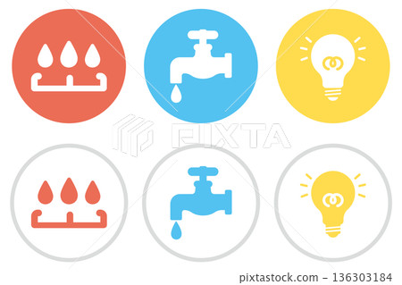 Electricity, gas and water icon set Electricity, gas and water icon set 136303184