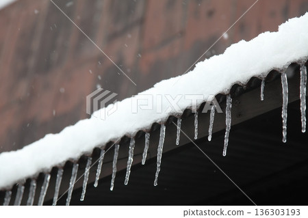 Ice pillar of eaves Ice pillar of eaves 136303193