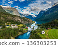 Beautiful Nature Norway natural landscape. lovatnet lake Lodal valley. 136303253