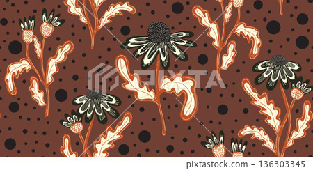 abstract floral pattern with flowers 136303345