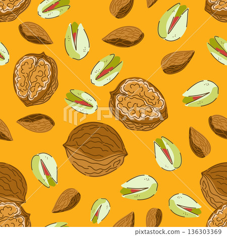seamless pattern with almonds 136303369