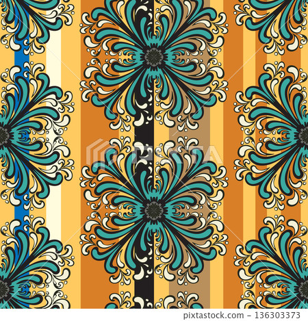 vector seamless pattern with mandala shape vector seamless pattern with mandala shape 136303373