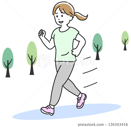 Illustration of a woman who runs Illustration of a woman who runs 136303416