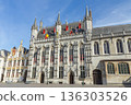 City hall of Bruges in Burg square in Bruges, Belgium. 136303526