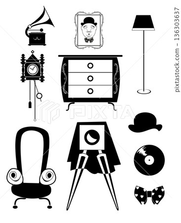 set, vector, armchair 136303637