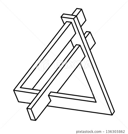 Optical illusion shapes, triangle, geometric element, vector illustration. Impossible object. Sacred geometry figure. Optical art. Line art. Optical illusion shapes, triangle, geometric element, vector illustration. Impossible object. Sacred geometry figure. Optical art. Line art. 136303862
