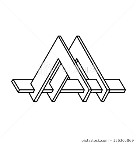 Optical illusion figure, triangle, geometric element, vector illustration. Impossible shapes. Sacred geometry object. Optical art. Optical illusion figure, triangle, geometric element, vector illustration. Impossible shapes. Sacred geometry object. Optical art. 136303869