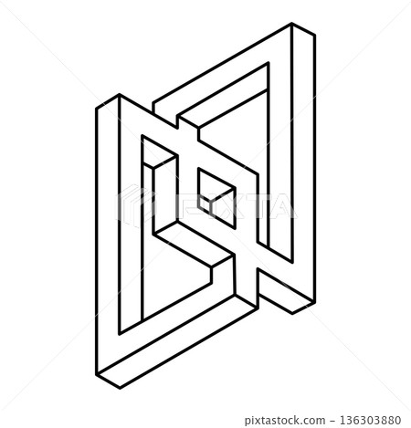 Impossible shape, optical illusion, vector. Optical art object. Geometric figure. Impossible shape, optical illusion, vector. Optical art object. Geometric figure. 136303880