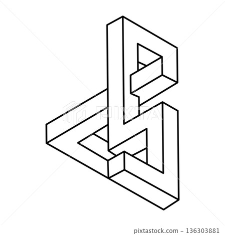 Impossible optical illusion shape. Op art object. Sacred geometry figure. Impossible optical illusion shape. Op art object. Sacred geometry figure. 136303881