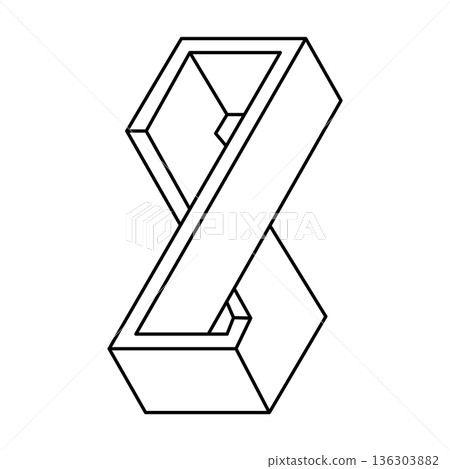 Impossible object. Line geometric shape. Optical illusion figure. Op art. Impossible object. Line geometric shape. Optical illusion figure. Op art. 136303882