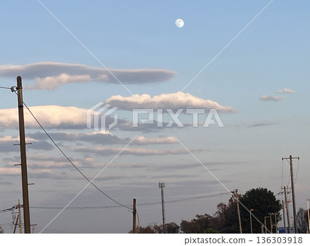 Blue sky and moon 136303918