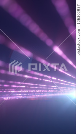 Abstract purple light streaks converging into a bright point, symbolizing speed, data transfer, and futuristic motion 136303957