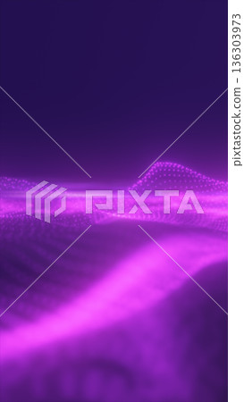 Glowing purple particle wave with depth blur and bokeh dots, creating a futuristic digital data landscape background Glowing purple particle wave with depth blur and bokeh dots, creating a futuristic digital data landscape background 136303973