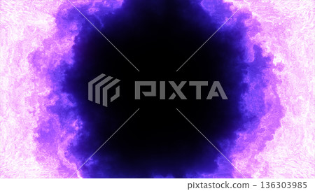 Glowing violet and purple energy fog creating a luminous circular void surrounded by swirling clouds Glowing violet and purple energy fog creating a luminous circular void surrounded by swirling clouds 136303985