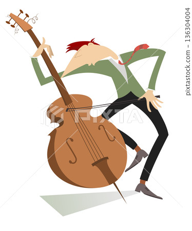 Smiling cellist isolated on white illustration Smiling cellist isolated on white illustration 136304004