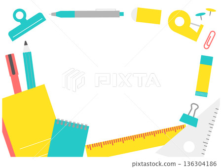 彩色文具插畫框 136304186
