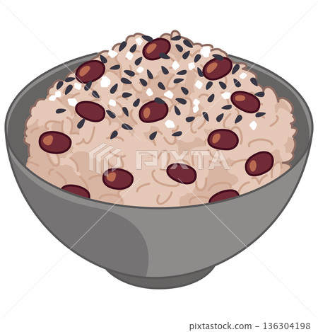 Illustration of red rice and sesame salt 136304198