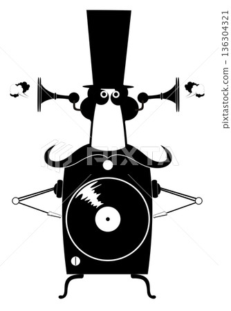 vector, headphones, retro 136304321