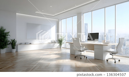 Empty office environment clean professional aesthetic Empty office environment clean professional aesthetic 136304507