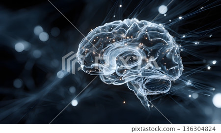 Digital brain representing AI business intelligence premium style 136304824