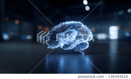 Digital brain representing AI business intelligence premium style 136304826