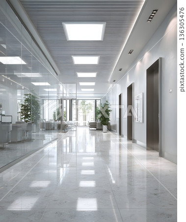 Empty office interior bright professional ambiance 136305476