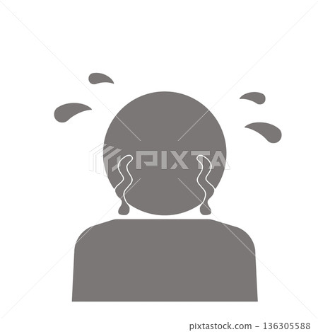 哭泣的人的情緒圖示（灰色） 136305588