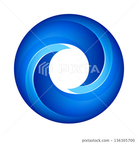 A circular logo in the shape of a spiral, 136305700