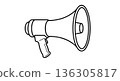 Megaphone or Bullhorn Line Art Illustration. Handheld Loudspeaker Icon for Announcement and Marketing Concepts. 136305817