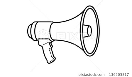 Megaphone or Bullhorn Line Art Illustration. Handheld Loudspeaker Icon for Announcement and Marketing Concepts. Megaphone or Bullhorn Line Art Illustration. Handheld Loudspeaker Icon for Announcement and Marketing Concepts. 136305817