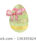 Watercolor Easter Egg with Ribbon 136305824