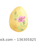 Watercolor Floral Easter Egg 136305825