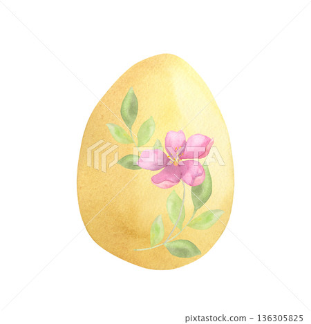 Watercolor Floral Easter Egg Watercolor Floral Easter Egg 136305825