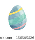 Watercolor Striped Blue Easter Egg 136305826