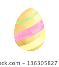 Watercolor Striped Yellow Easter Egg 136305827