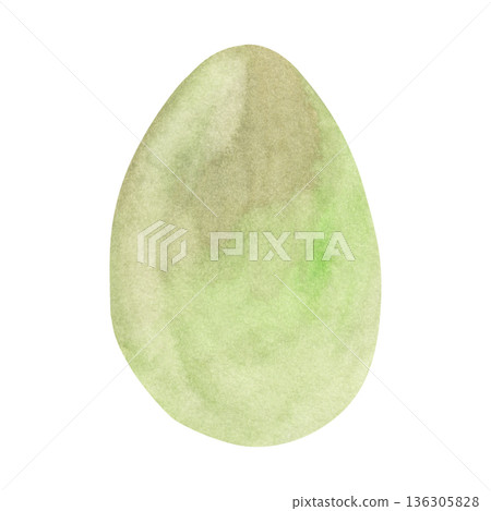 Watercolor Green Easter Egg Watercolor Green Easter Egg 136305828
